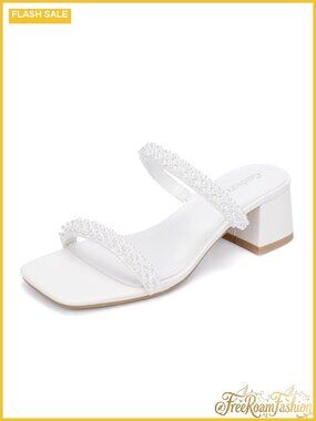 Womens Chunky Block Low Heeled Sandals Square Toe Double Band